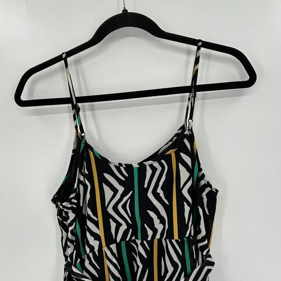FOREVER 21 Black White Retro 80s 90s Spaghetti Strap Mini Dress Size Medium - Picture 4 of 9